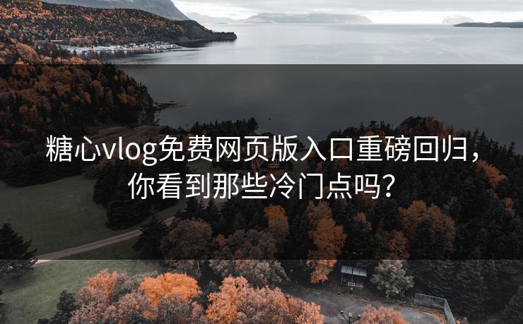 糖心vlog免费网页版入口重磅回归，你看到那些冷门点吗？
