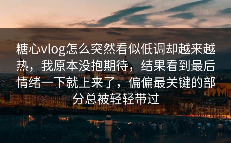 糖心vlog怎么突然看似低调却越来越热，我原本没抱期待，结果看到最后情绪一下就上来了，偏偏最关键的部分总被轻轻带过
