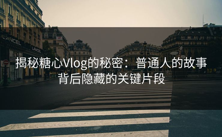揭秘糖心Vlog的秘密：普通人的故事背后隐藏的关键片段
