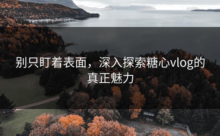 别只盯着表面，深入探索糖心vlog的真正魅力