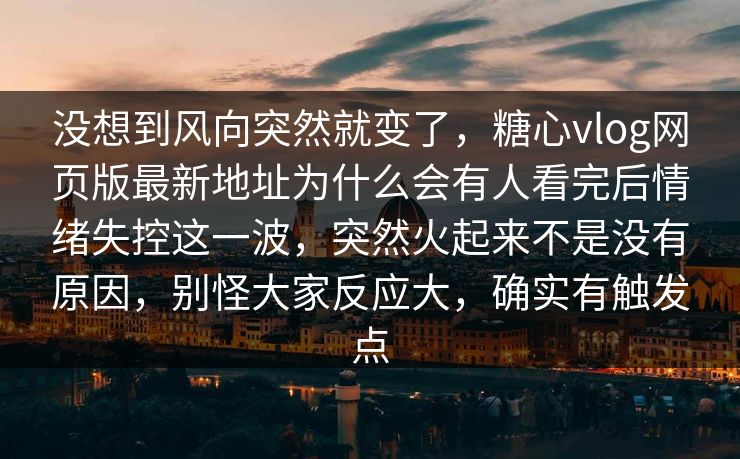 没想到风向突然就变了，糖心vlog网页版最新地址为什么会有人看完后情绪失控这一波，突然火起来不是没有原因，别怪大家反应大，确实有触发点