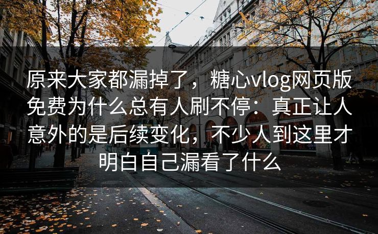 原来大家都漏掉了，糖心vlog网页版免费为什么总有人刷不停：真正让人意外的是后续变化，不少人到这里才明白自己漏看了什么