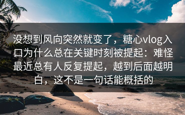 没想到风向突然就变了，糖心vlog入口为什么总在关键时刻被提起：难怪最近总有人反复提起，越到后面越明白，这不是一句话能概括的
