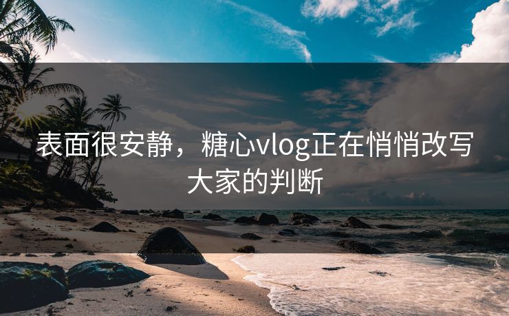 表面很安静，糖心vlog正在悄悄改写大家的判断