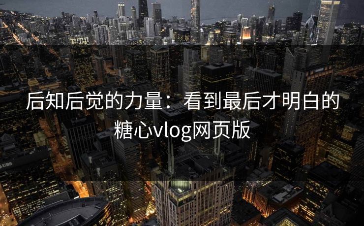 后知后觉的力量：看到最后才明白的糖心vlog网页版  第1张