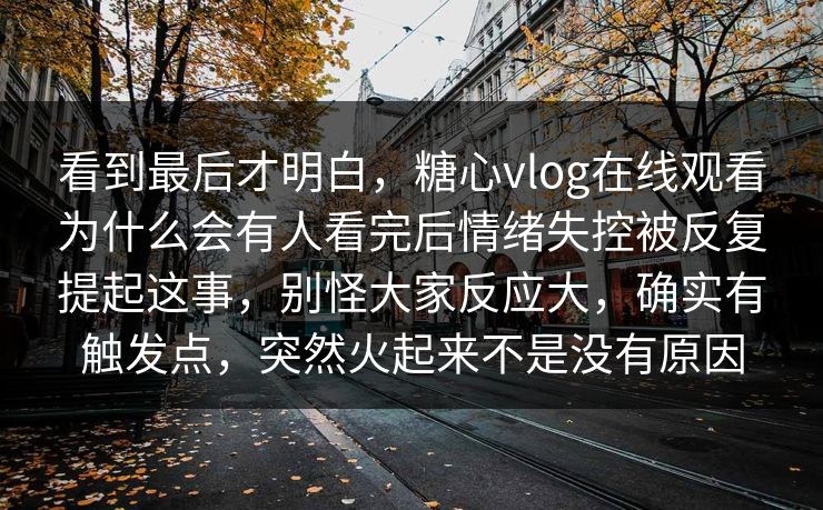 看到最后才明白，糖心vlog在线观看为什么会有人看完后情绪失控被反复提起这事，别怪大家反应大，确实有触发点，突然火起来不是没有原因