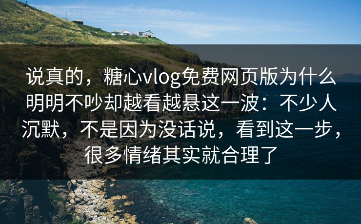 说真的,糖心vlog免费网页版为什么明明不吵却越看越悬这一波:不少人沉默,不是因为没话说,看到这一步,很多情绪其实就合理了