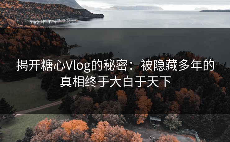 揭开糖心Vlog的秘密：被隐藏多年的真相终于大白于天下